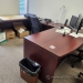 Mahogany U/C Suite Bow Front Desk w/ Credenza and Overhead